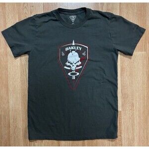 Oakley Skull Graphic Big Logo T-Shirt  Mens Size Small Gray EUC